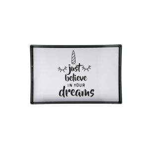 Believe In Dreams Rectangle Tray White and Black Medium Believe In Dreams Rectangle Tray White and Black Medium
